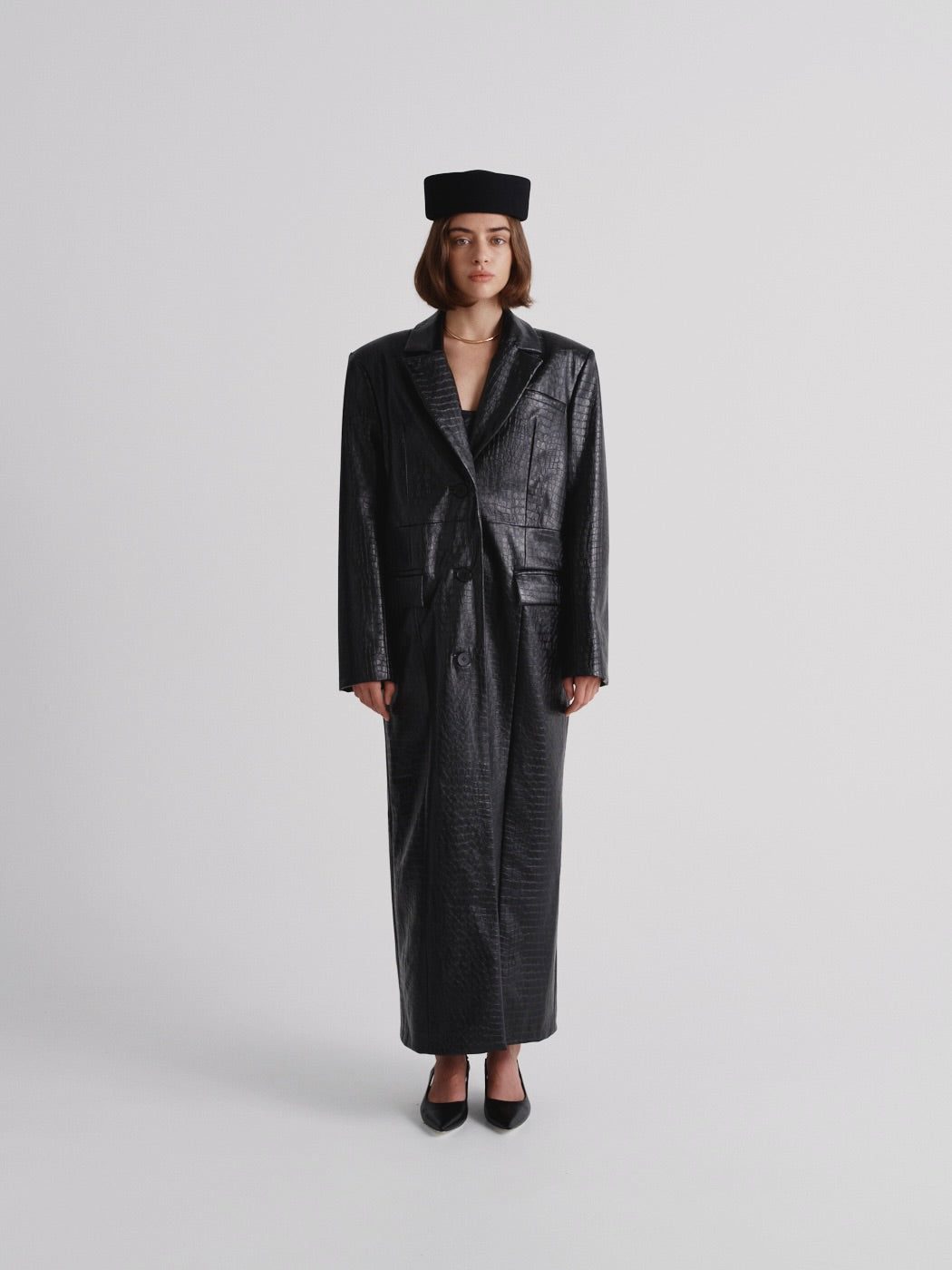Trench coat in faux leather ‘Statement’