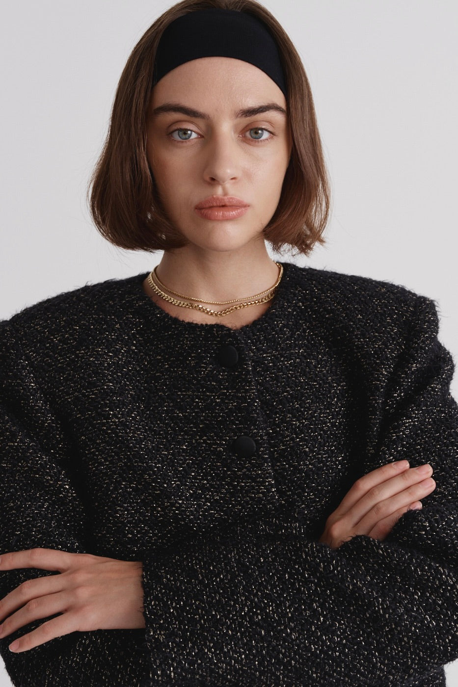 Italian tweed blazer with Lurex