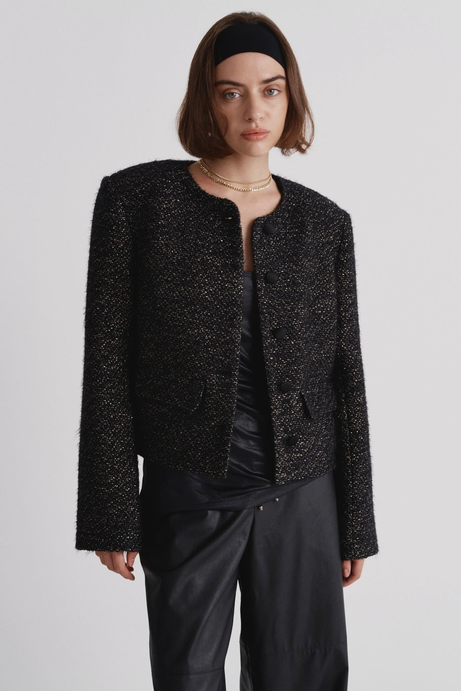 Italian tweed blazer with Lurex