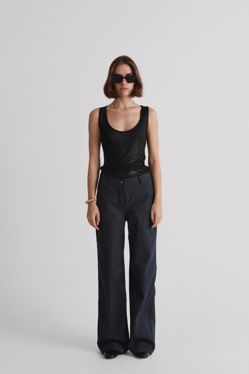Italian denim trousers in “Vintage Blue”