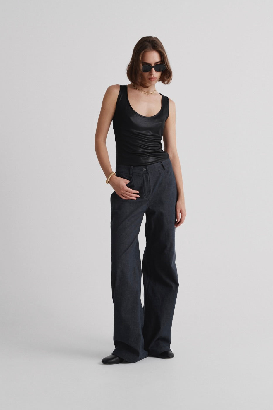 Italian denim trousers in “Vintage Blue”