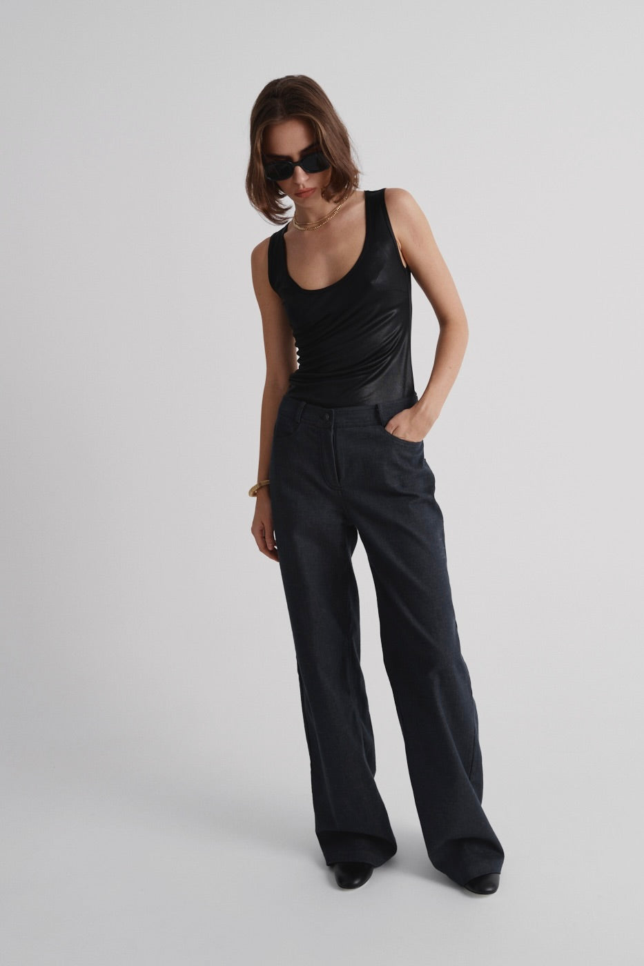 Italian denim trousers in “Vintage Blue”