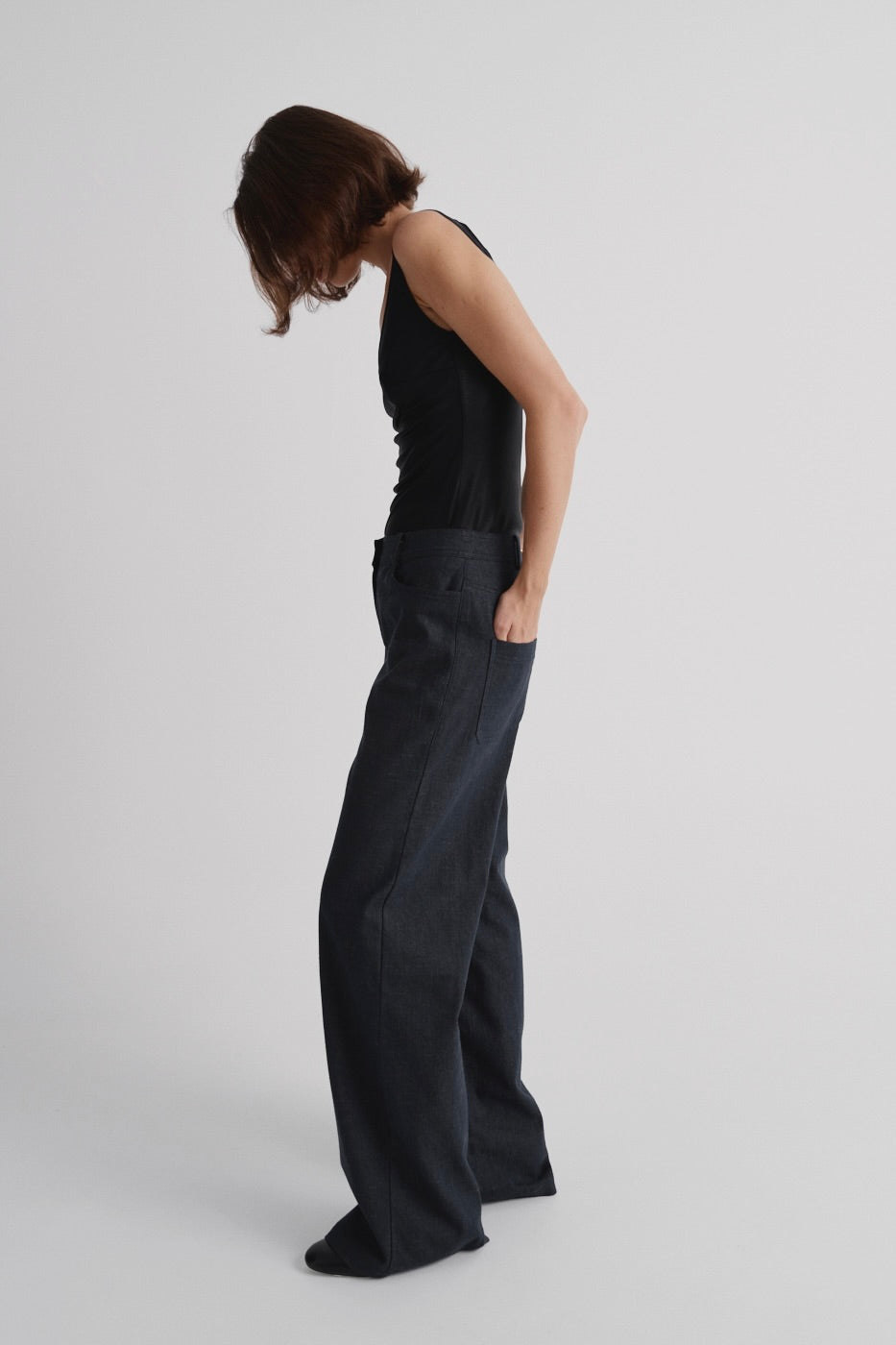 Italian denim trousers in “Vintage Blue”