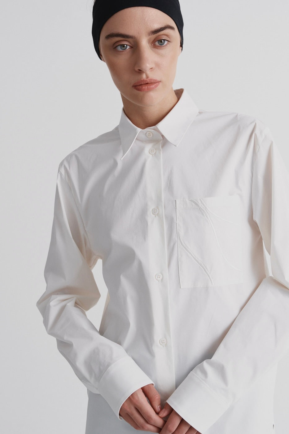 Shirt with Embroidered Pocket ‘Paper’