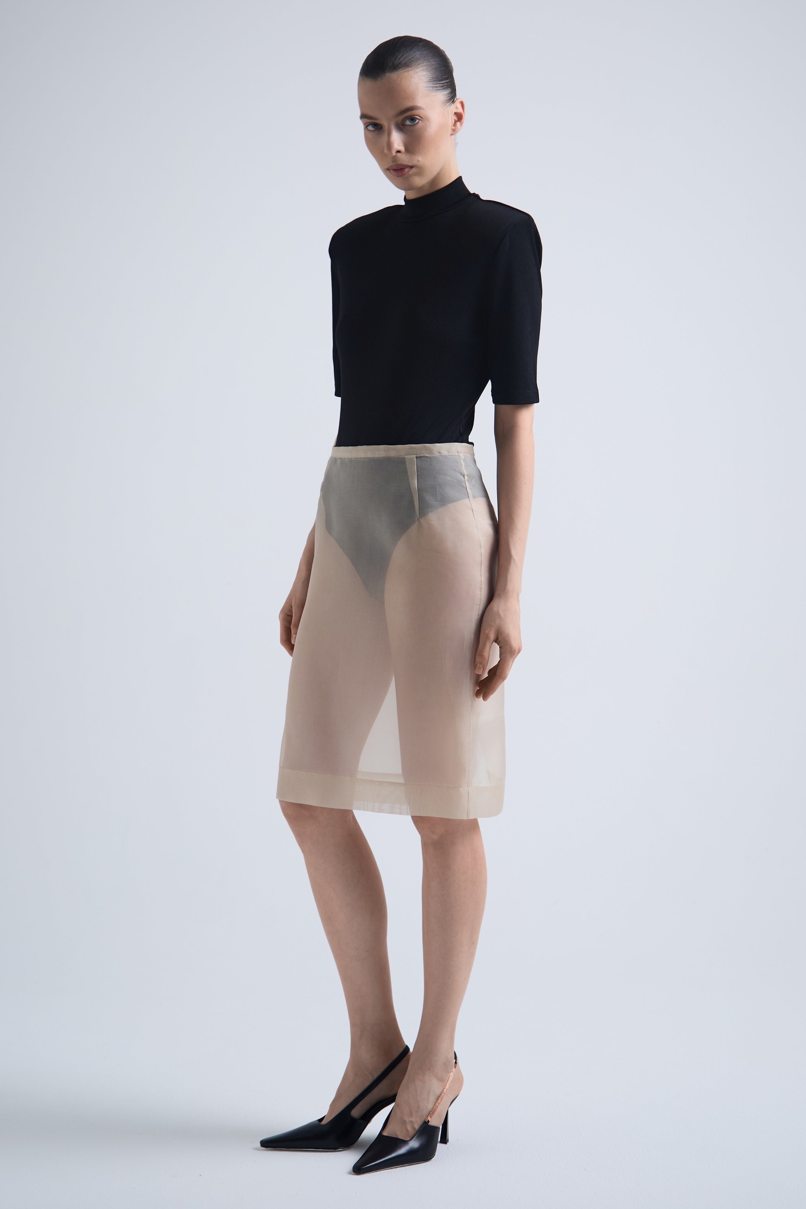Travertine Silk Organza Skirt