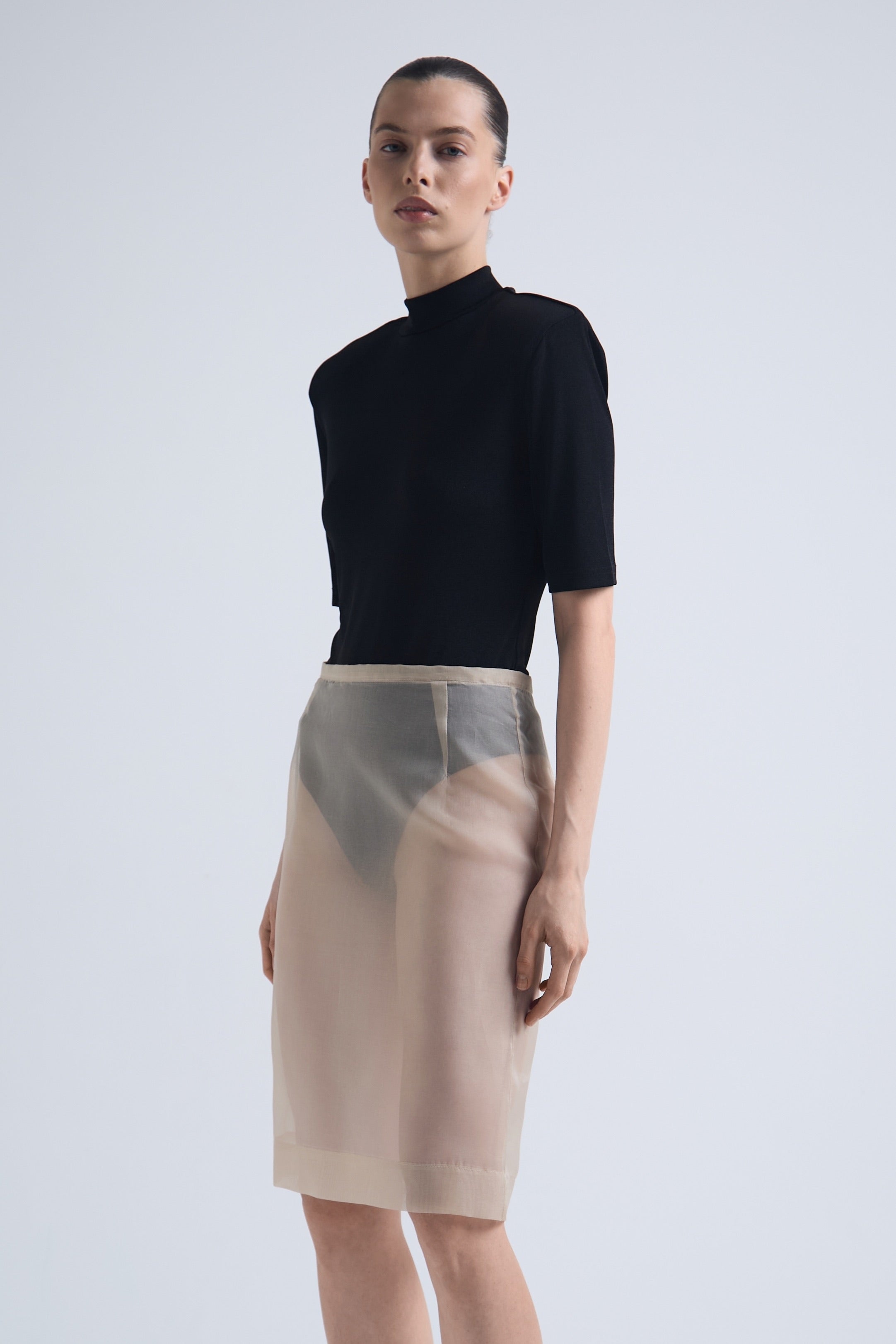 Travertine Silk Organza Skirt