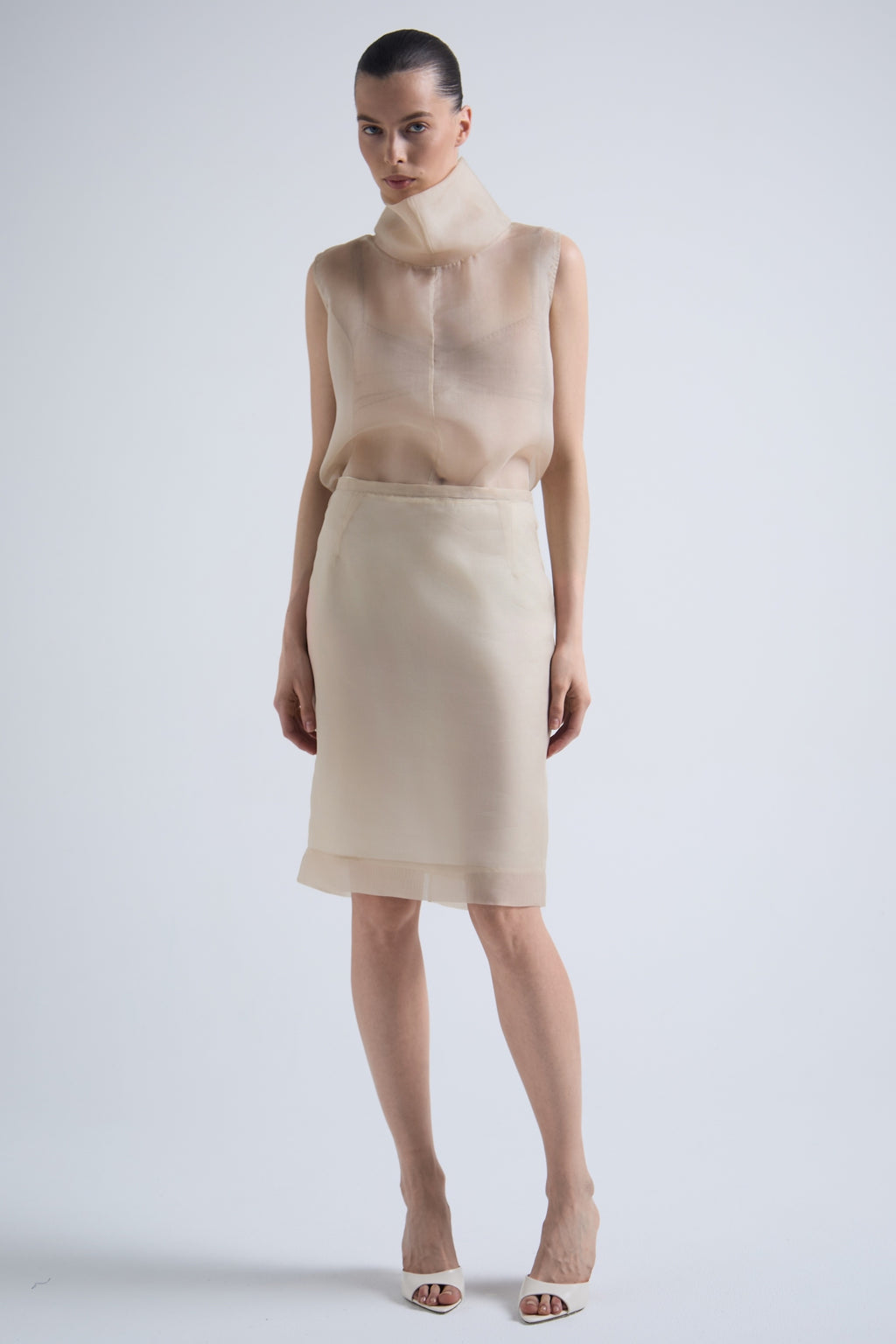 Travertine Silk Organza Skirt