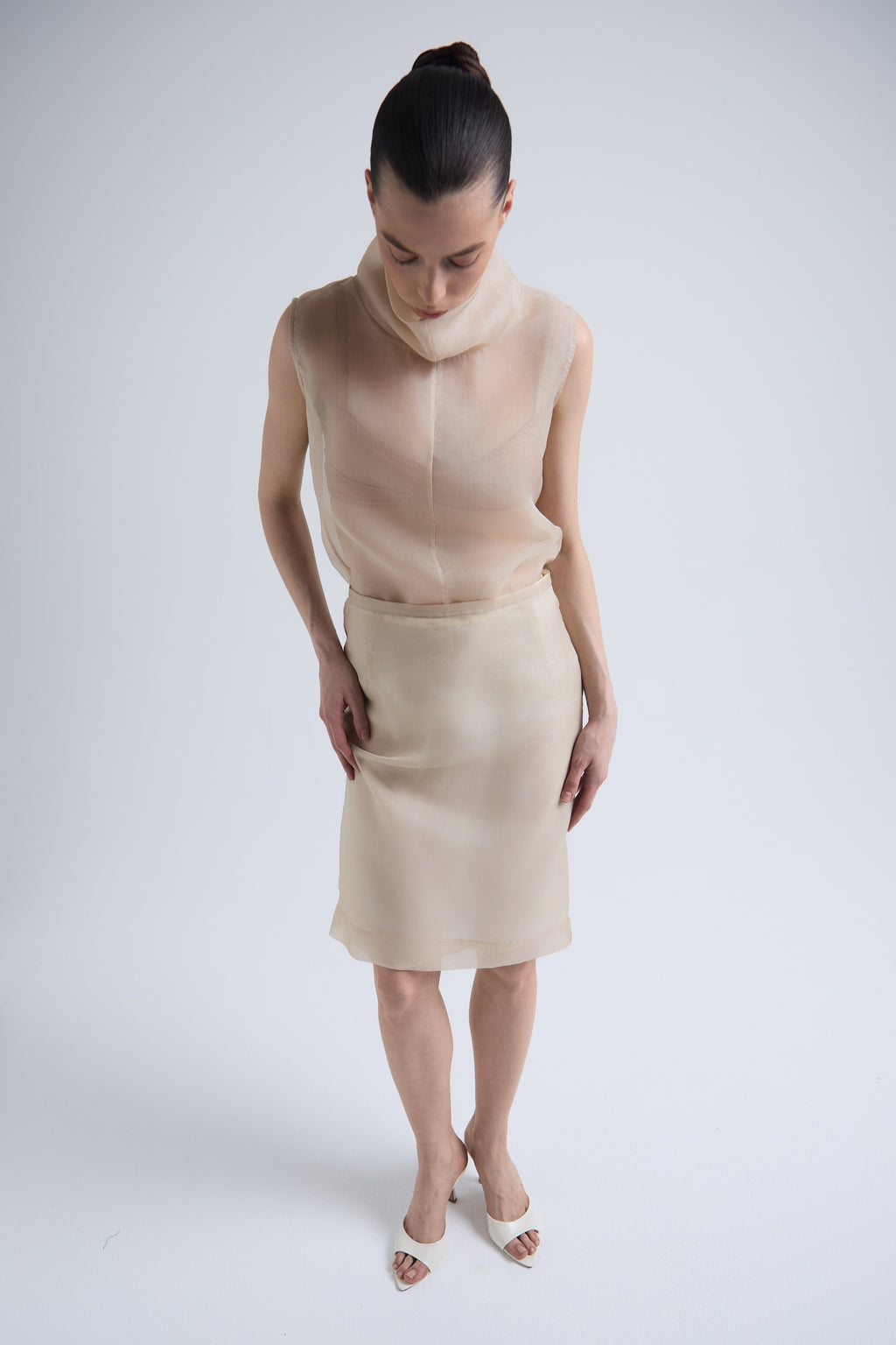 Travertine Silk Organza Skirt