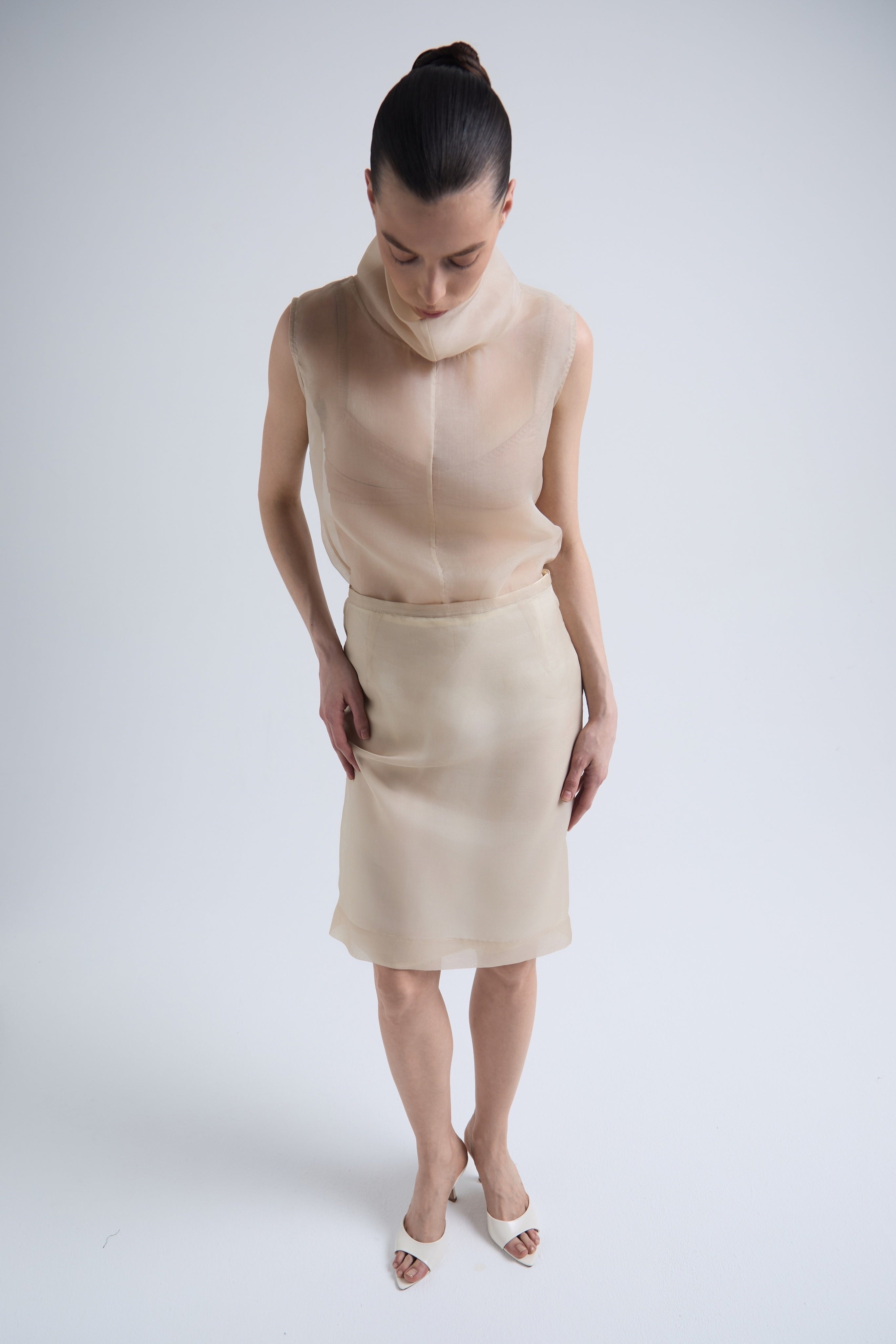 Travertine Silk Organza Skirt