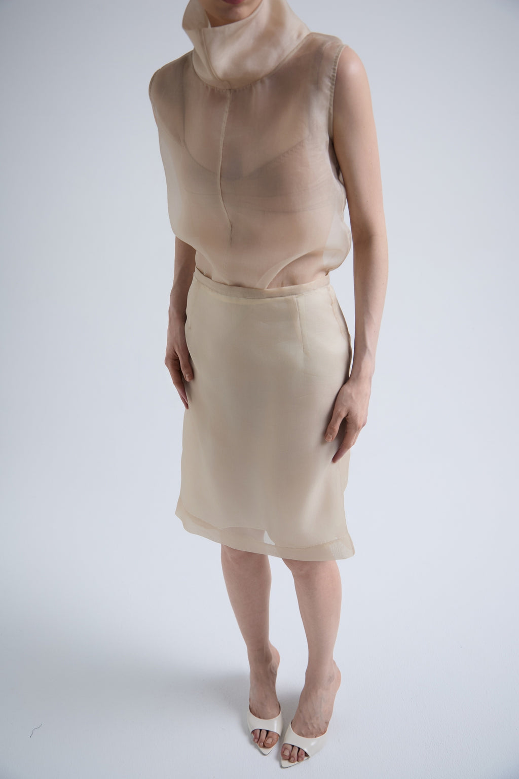 Travertine Silk Organza Skirt